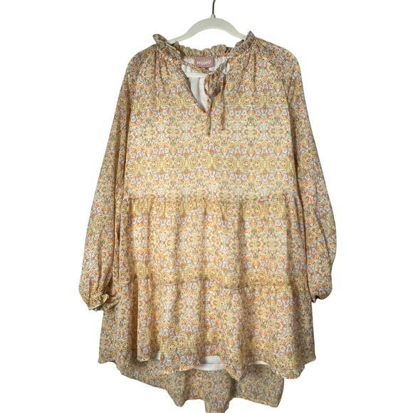Show Me Your Mumu Birdie Mini Dress XS Cream Floral Boho Tiered - Picture 2 of 6